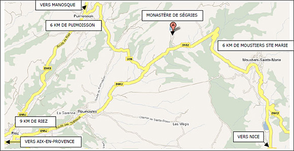 Plan d'accès au monastère de Ségriès